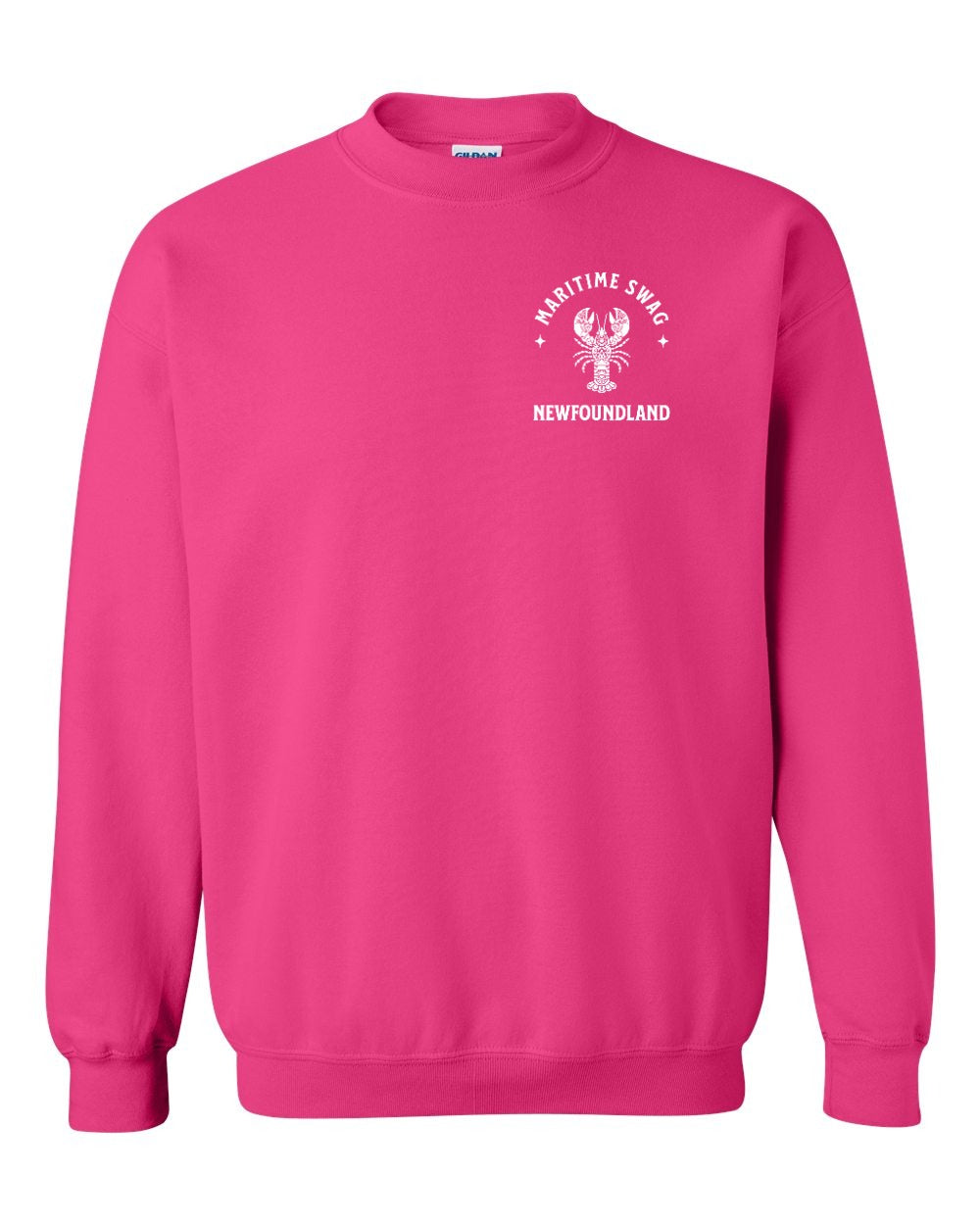 Maritime Swag NFLD Mandala white Lobster Left Chest Crewneck Sweatshirt - Unisex
