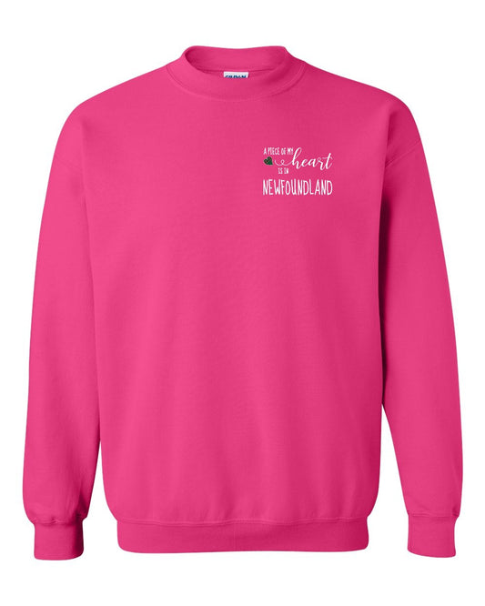 A piece of My heart in Newfoundland (Tartan Heart) Left Chest and Back Crewneck Sweatshirt