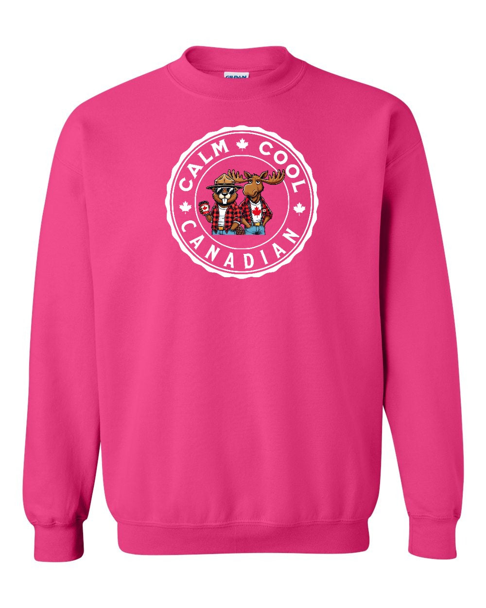 Calm Cool Moose and Beaver Crewneck Sweatshirt - Gildan Canada (sewn Internationally) - Unisex
