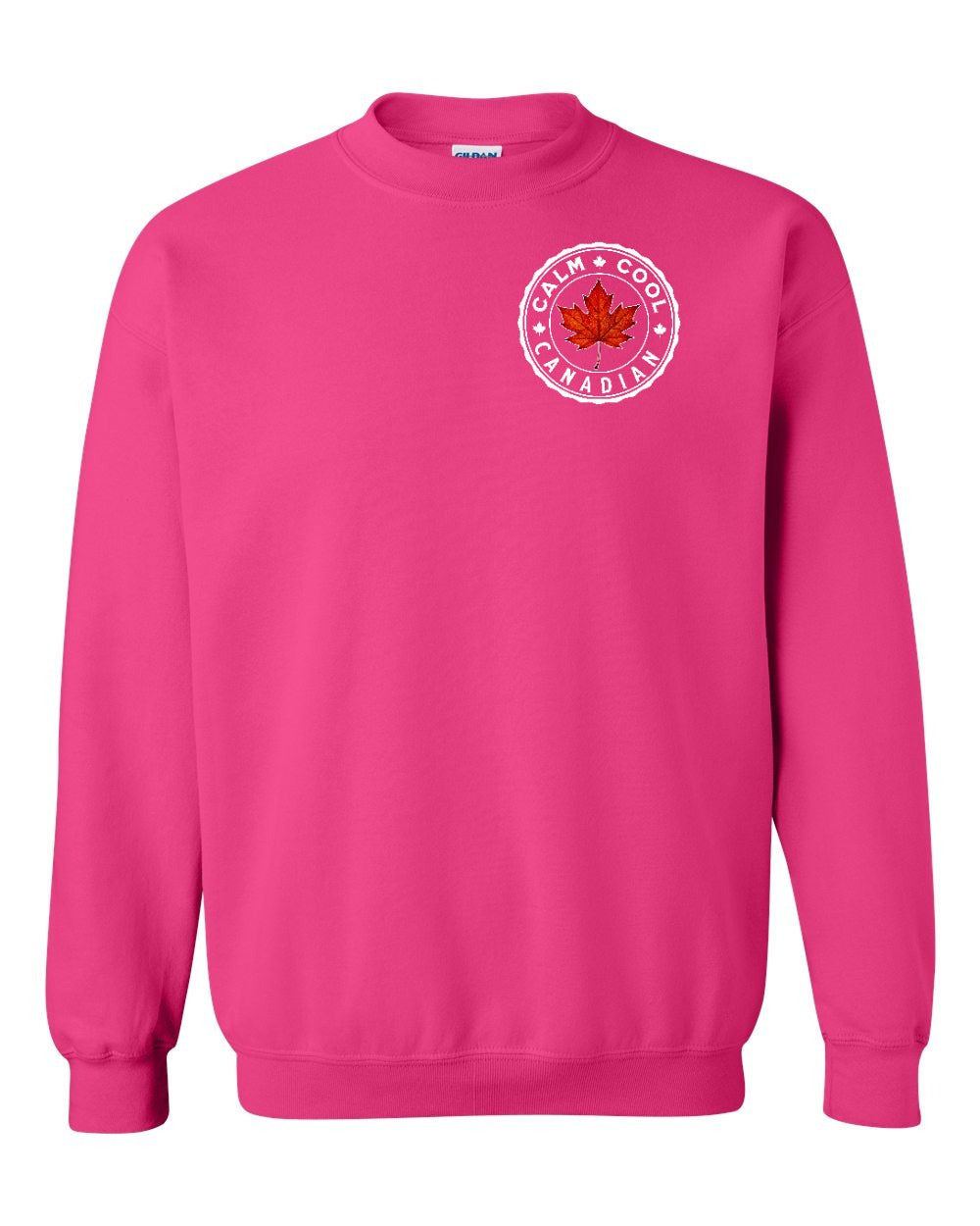 Calm Cool Canadian Leaf Left Chest Crewneck Sweatshirt - Gildan Canada (sewn Internationally) - Unisex