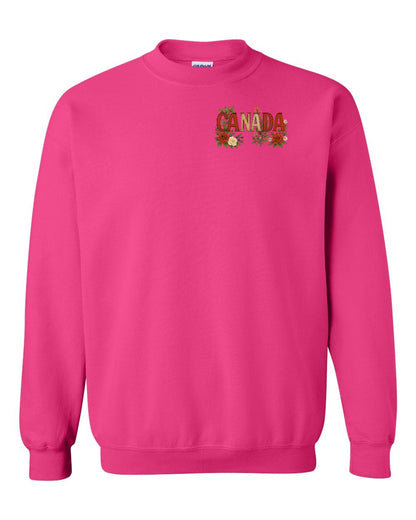 Canada Flowers Left Chest and Back Crewneck