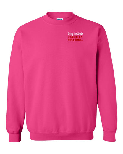 Living Alberta Made in Nova Scotia Left Chest and Back crew-neck