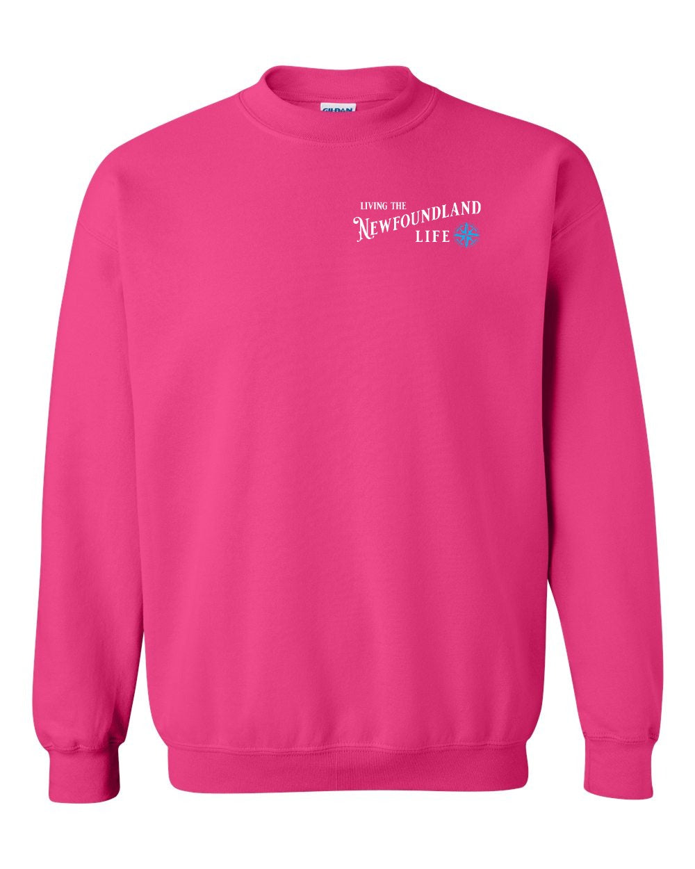 Living the NFLD Life blue Left Chest and Back Crewneck Sweatshirt - Unisex