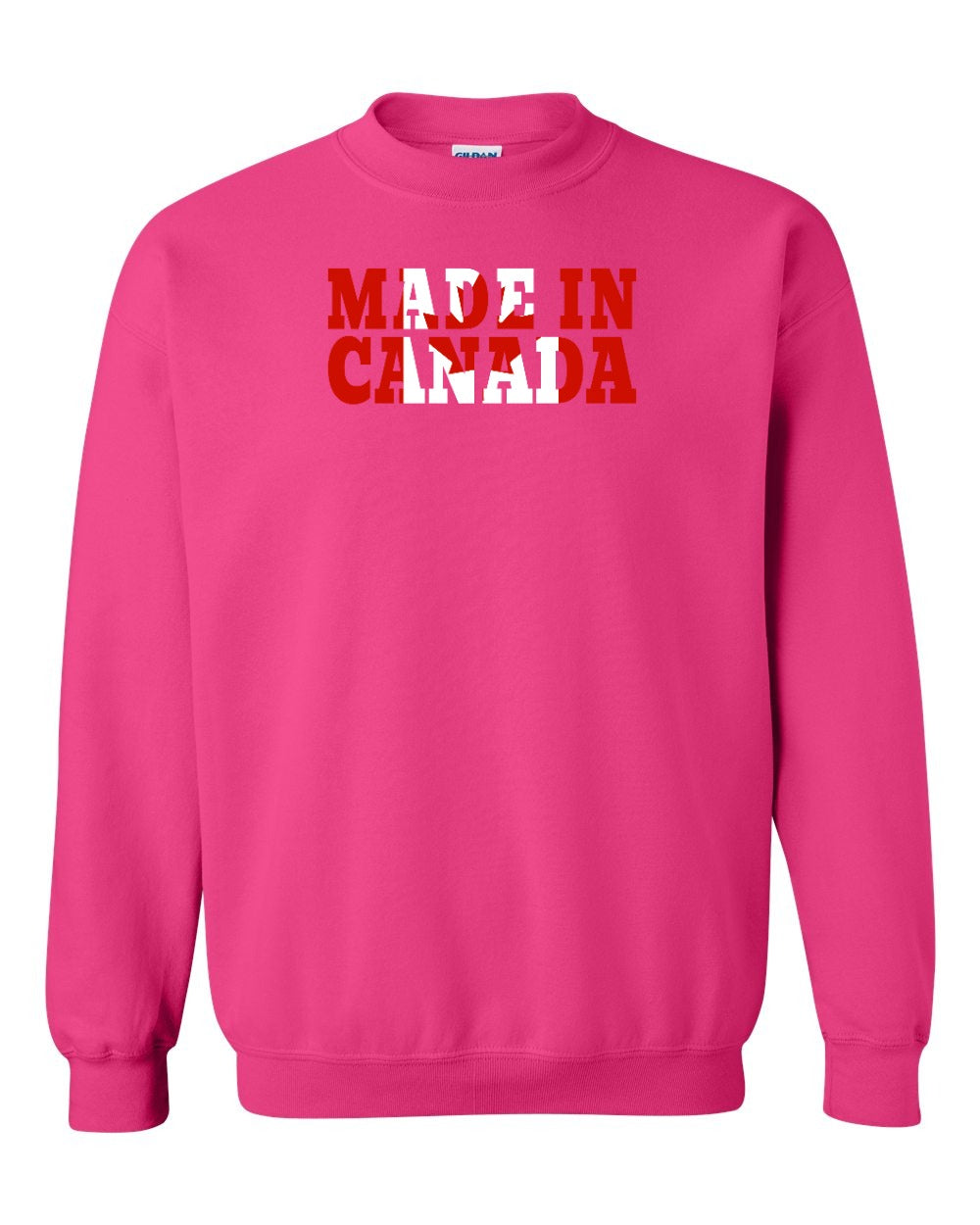 Made in Canada Flag Background Crewneck Sweatshirt - Gildan Canada (sewn Internationally) - Unisex