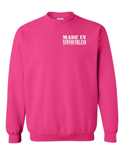 Made In Newfoundland ( White Lettering) Left Chest Crewneck Sweatshirt