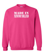 Made In NFLD ( White Lettering) Crewneck Sweatshirt - Unisex