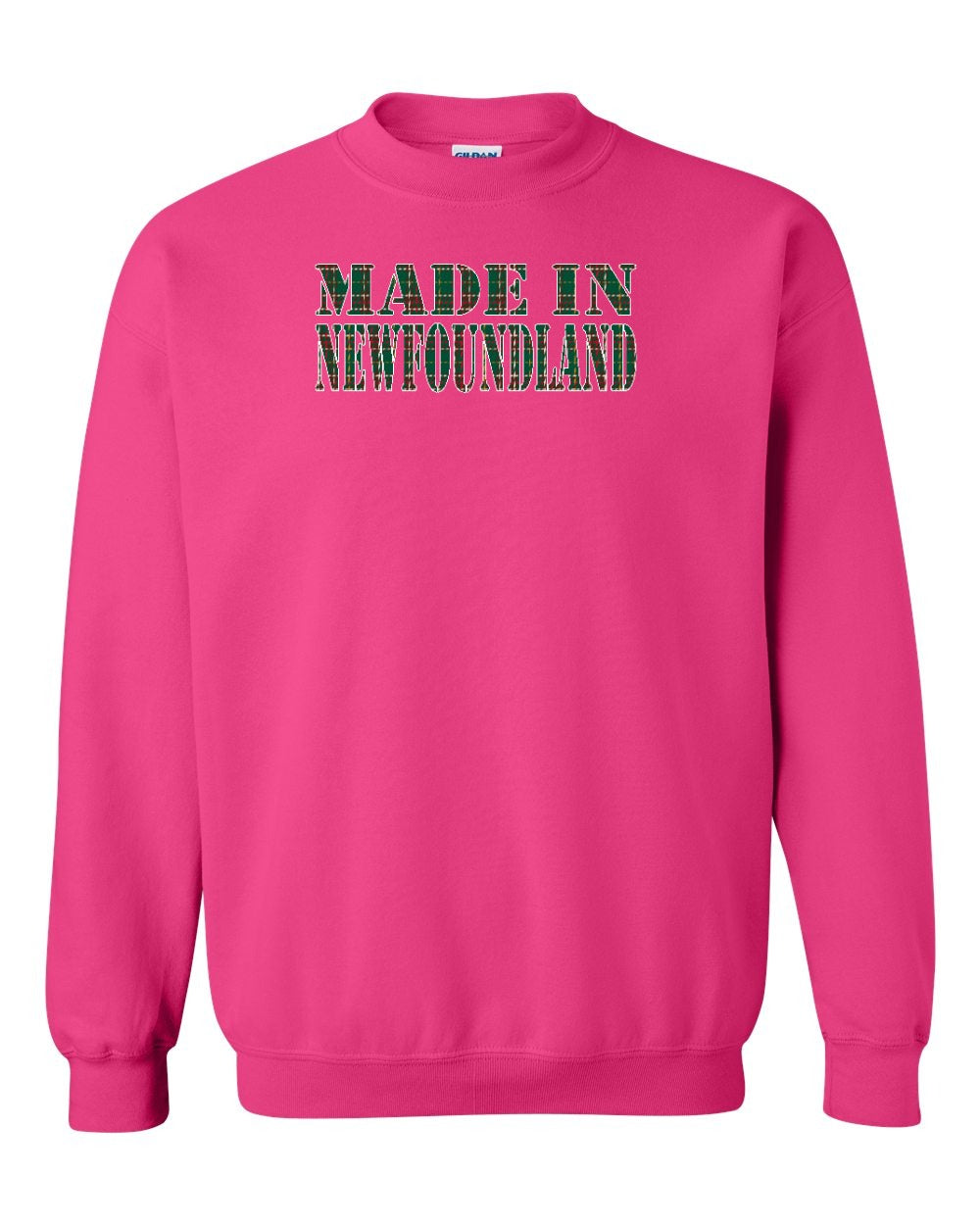 Made In NFLD ( Tartan Lettering) Crewneck Sweatshirt - Unisex