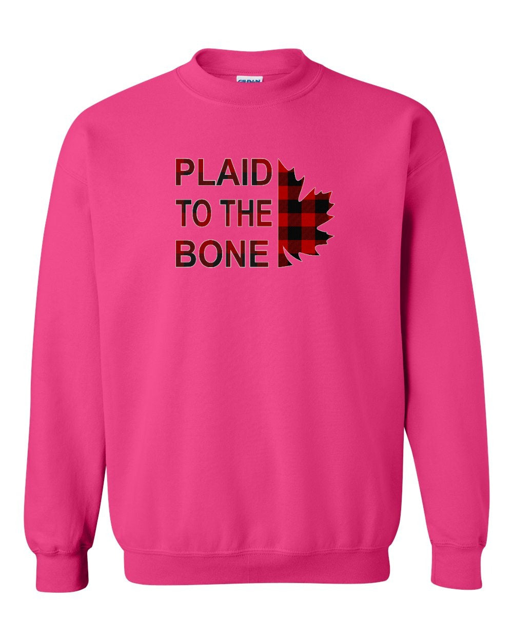 Plaid to the Bone Stacked Leaf Crewneck Sweatshirt - Gildan Canada (sewn Internationally) - Unisex