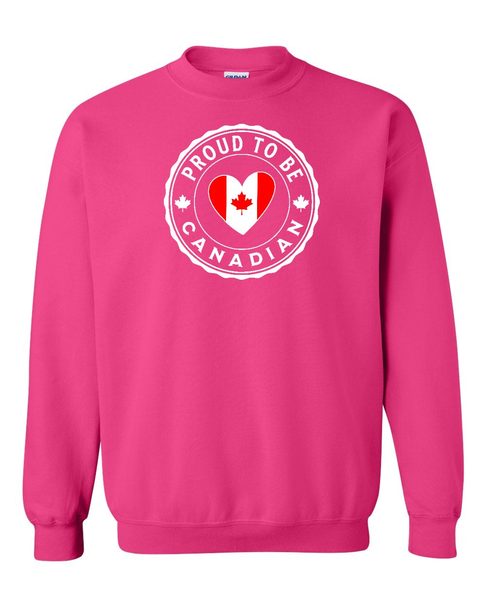 Proud to be Canadian Heart Flag Crewneck Sweatshirt - Gildan Canada (sewn Internationally) - Unisex