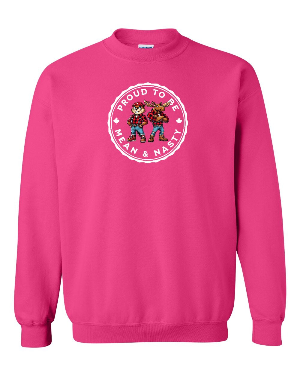 Proud Mean & Nasty Beaver and Moose Crewneck Sweatshirt - Gildan Canada (sewn Internationally) - Unisex