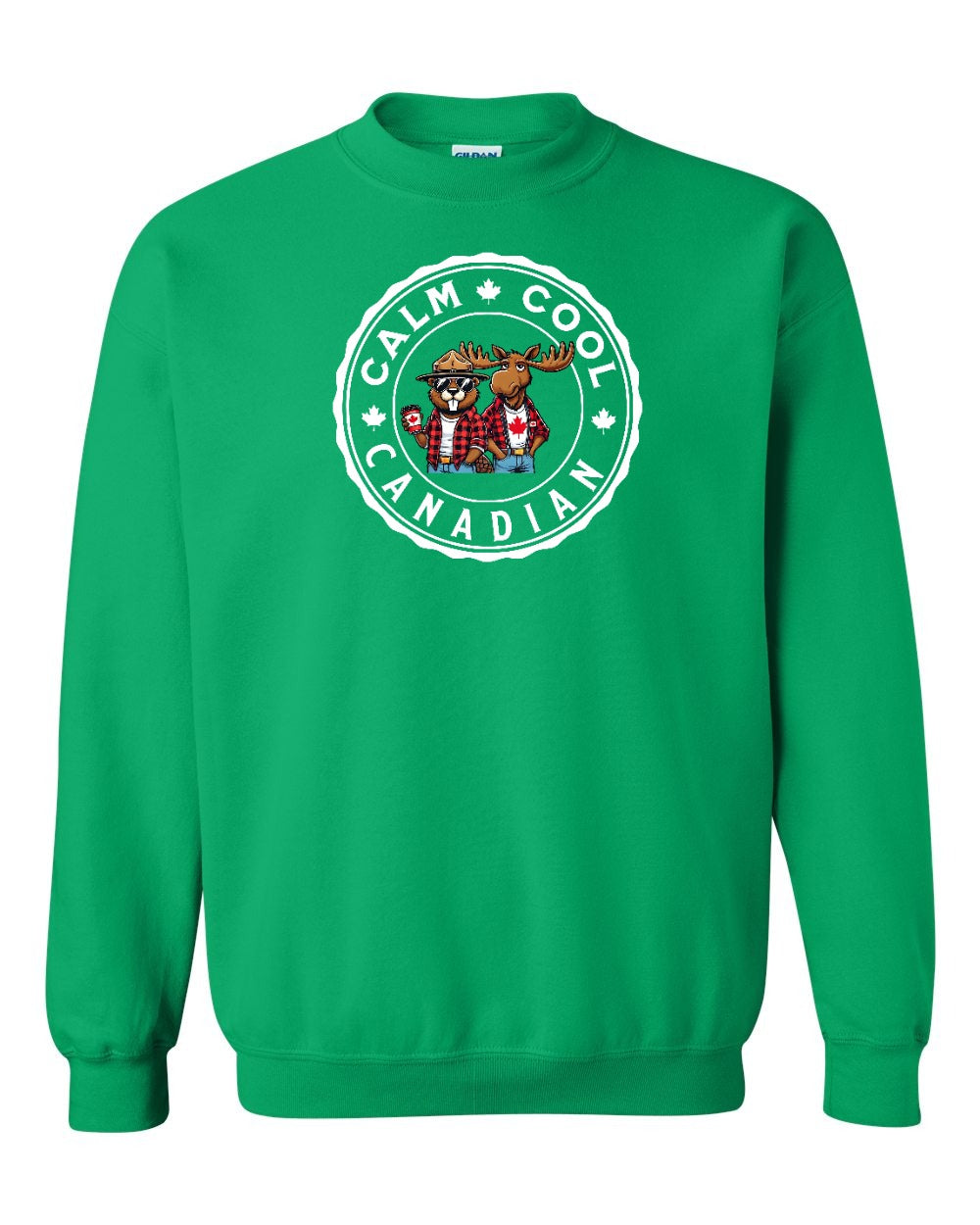 Calm Cool Moose and Beaver Crewneck Sweatshirt - Gildan Canada (sewn Internationally) - Unisex