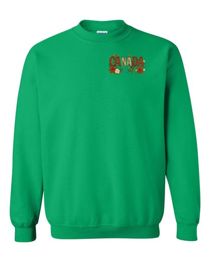Canada Flowers Left Chest and Back Crewneck