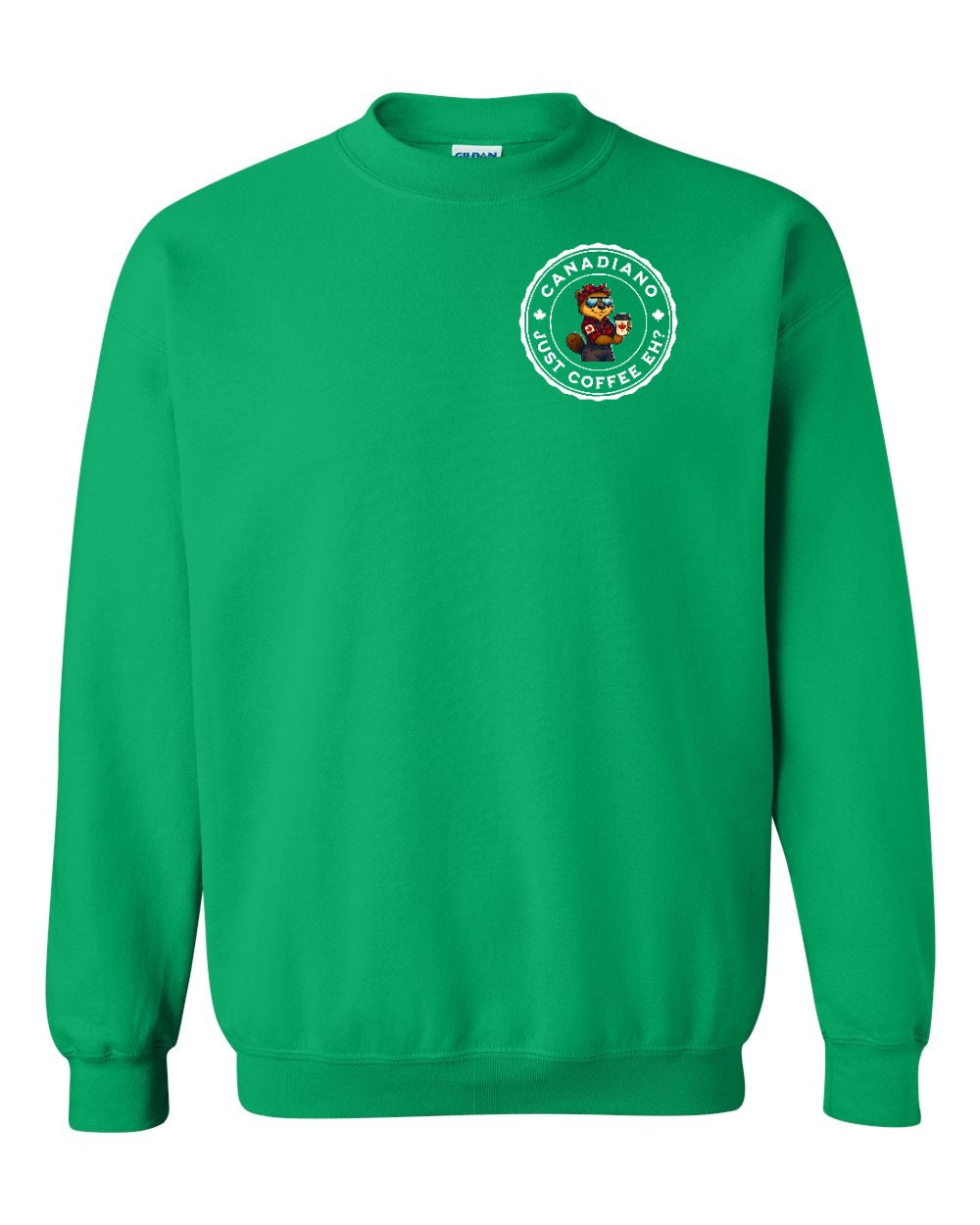 Canadiano just Coffee EH! Rosie Sunglasses Left Chest Crewneck Sweatshirt - Gildan Canada (sewn Internationally) - Unisex