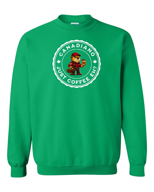Canadiano just Coffee EH! Male Beaver Full Crewneck