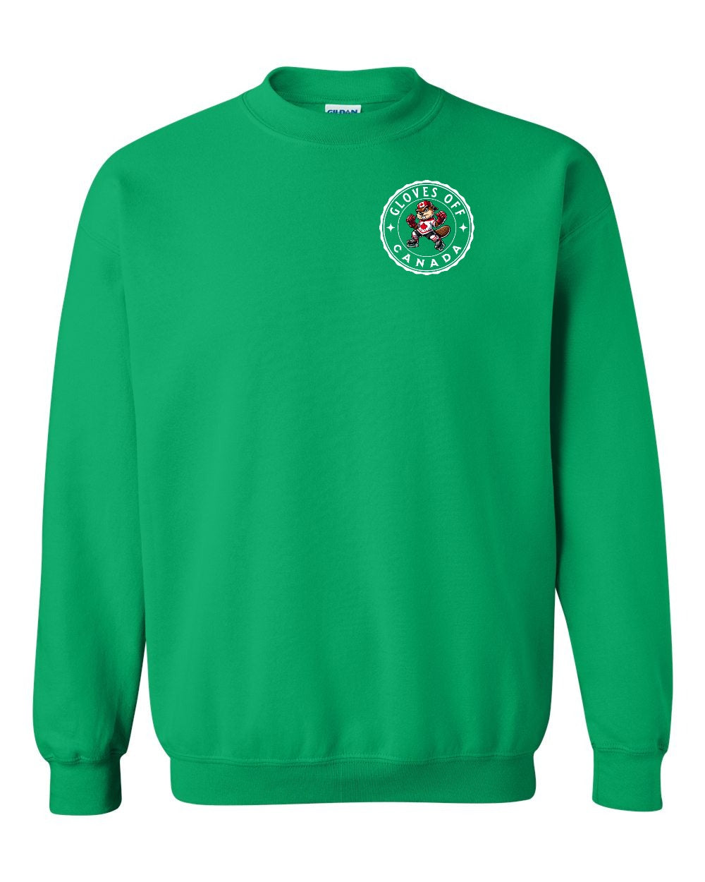Gloves Off Beaver Left Chest and Back Crewneck Sweatshirt - Gildan Canada (sewn Internationally) - Unisex