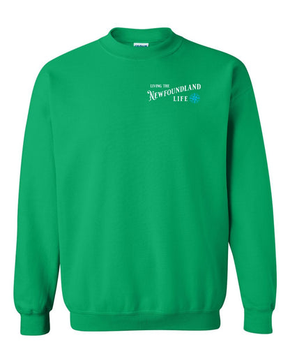 Living the Newfoundland Life blue Left Chest Crewneck Sweatshirt