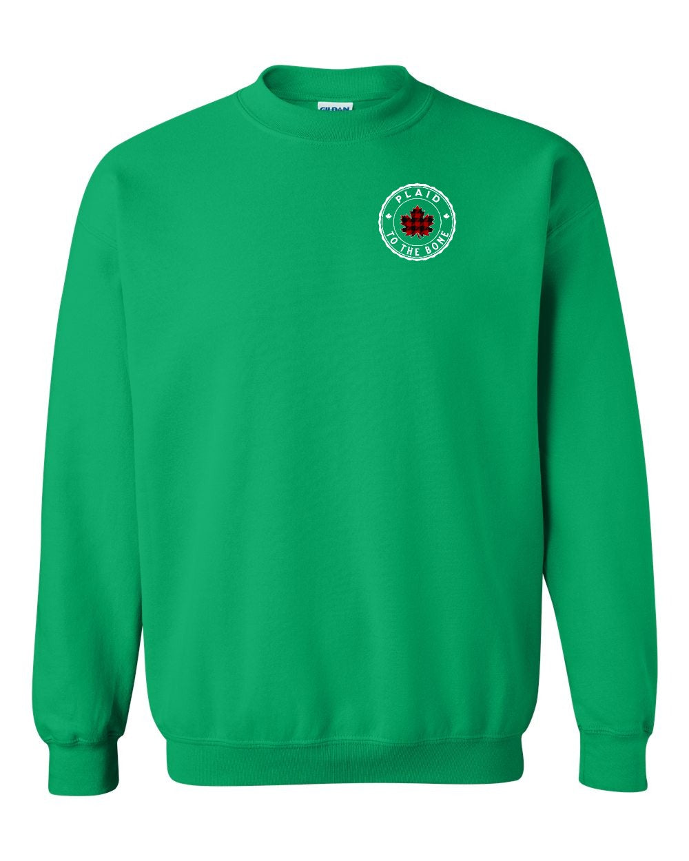 Plaid to the Bone Circle Leaf Left Chest Crewneck Sweatshirt - Gildan Canada (sewn Internationally) - Unisex