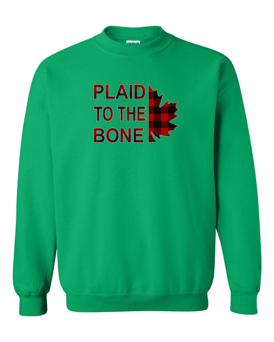 Plaid to the Bone Stacked Leaf Full Crewneck