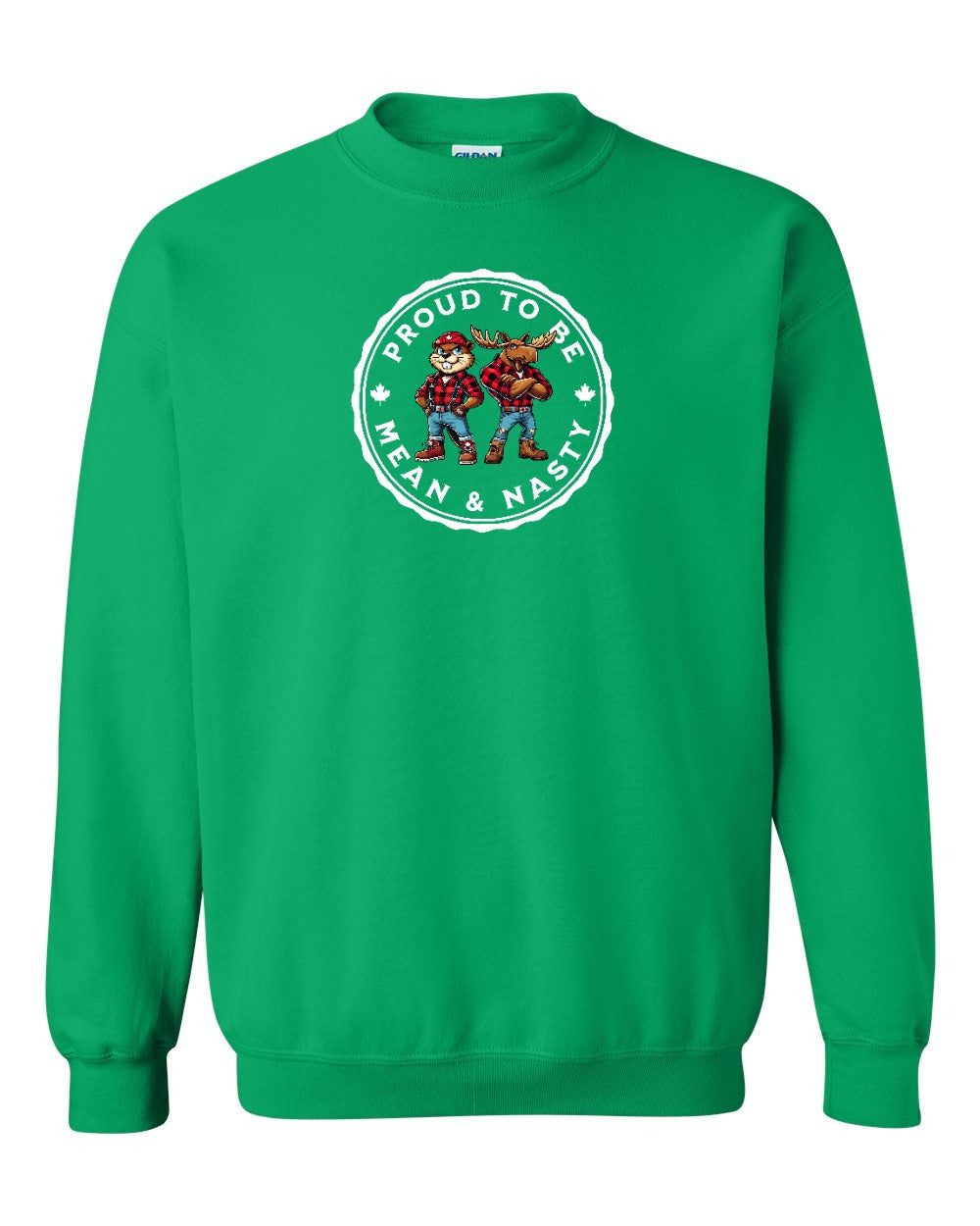 Proud Mean & Nasty Beaver and Moose Crewneck Sweatshirt - Gildan Canada (sewn Internationally) - Unisex