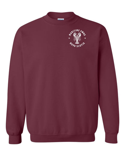 Maritime Swag Nova Scotia Mandala white Lobster Left Chest and Back crew-neck