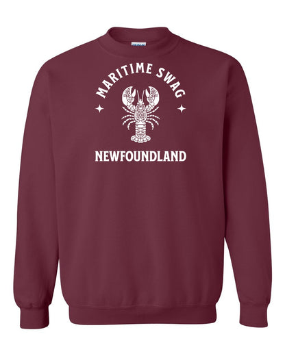 Maritime Swag Newfoundland Mandala white Lobster Full Crewneck Sweatshirt