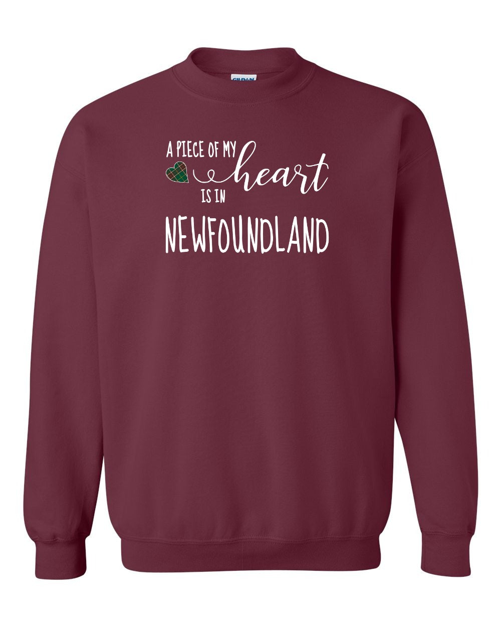 A piece of My heart in NFLD Tartan Heart Crewneck Sweatshirt - Unisex
