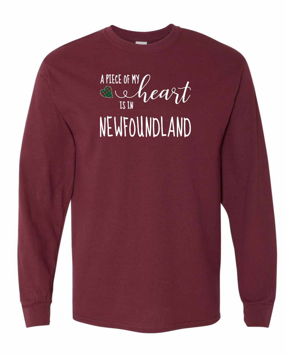 A piece of My heart in NFLD Tartan Heart Long Sleeve - Unisex