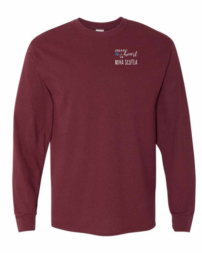 A piece of My heart in Nova Scotia (Tartan Heart) Left Chest and Back Long Sleeve Tee