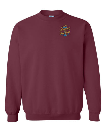 Anchored in Cape Breton (New Design) Left Chest and Back Crewneck Sweatshirt