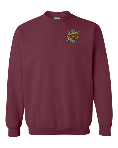 Anchored in Nova Scotia (New Design) Left Chest and Back crew-neck