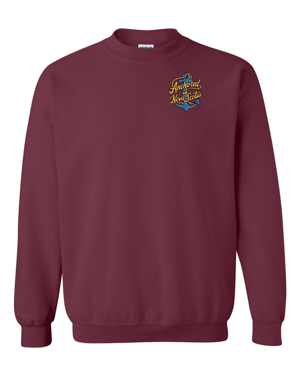 Anchored in Nova Scotia (New Design) Left Chest crew-neck