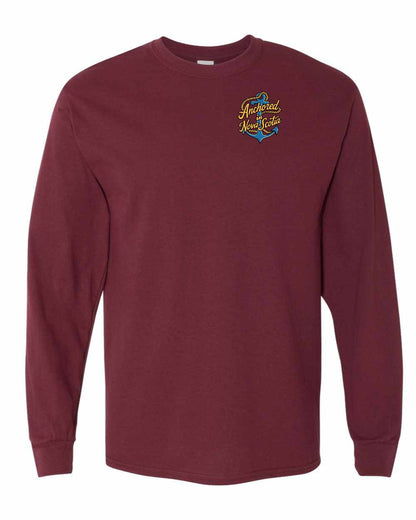 Anchored in Nova Scotia (New Design) Left Chest Long Sleeve Tee