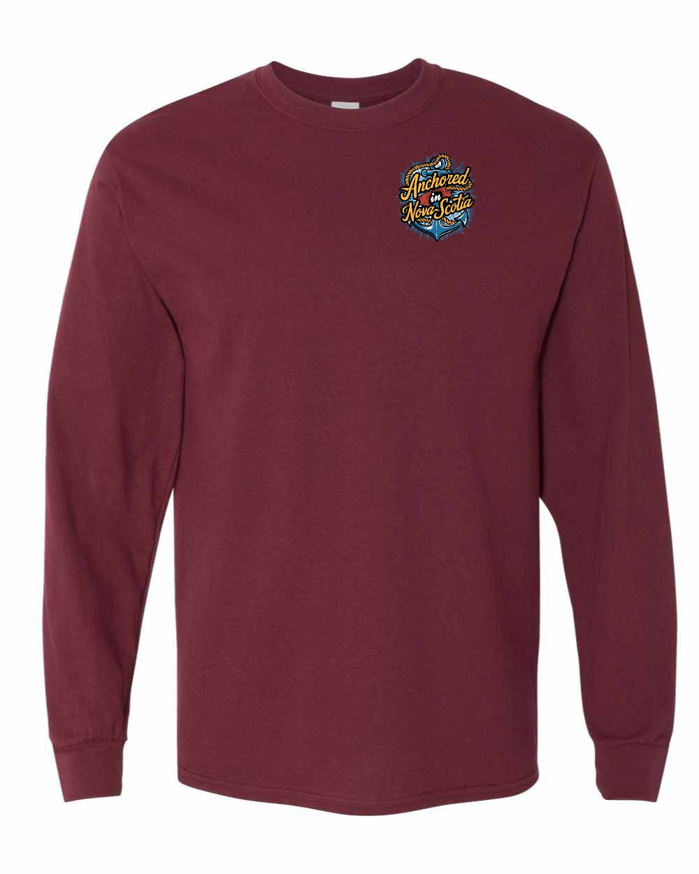 Anchored In Nova Scotia (Old Design) Left Chest Long Sleeve Tee