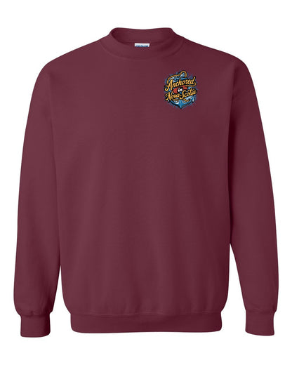 Anchored In Nova Scotia (Old Design) Left Chest and Back crew-neck