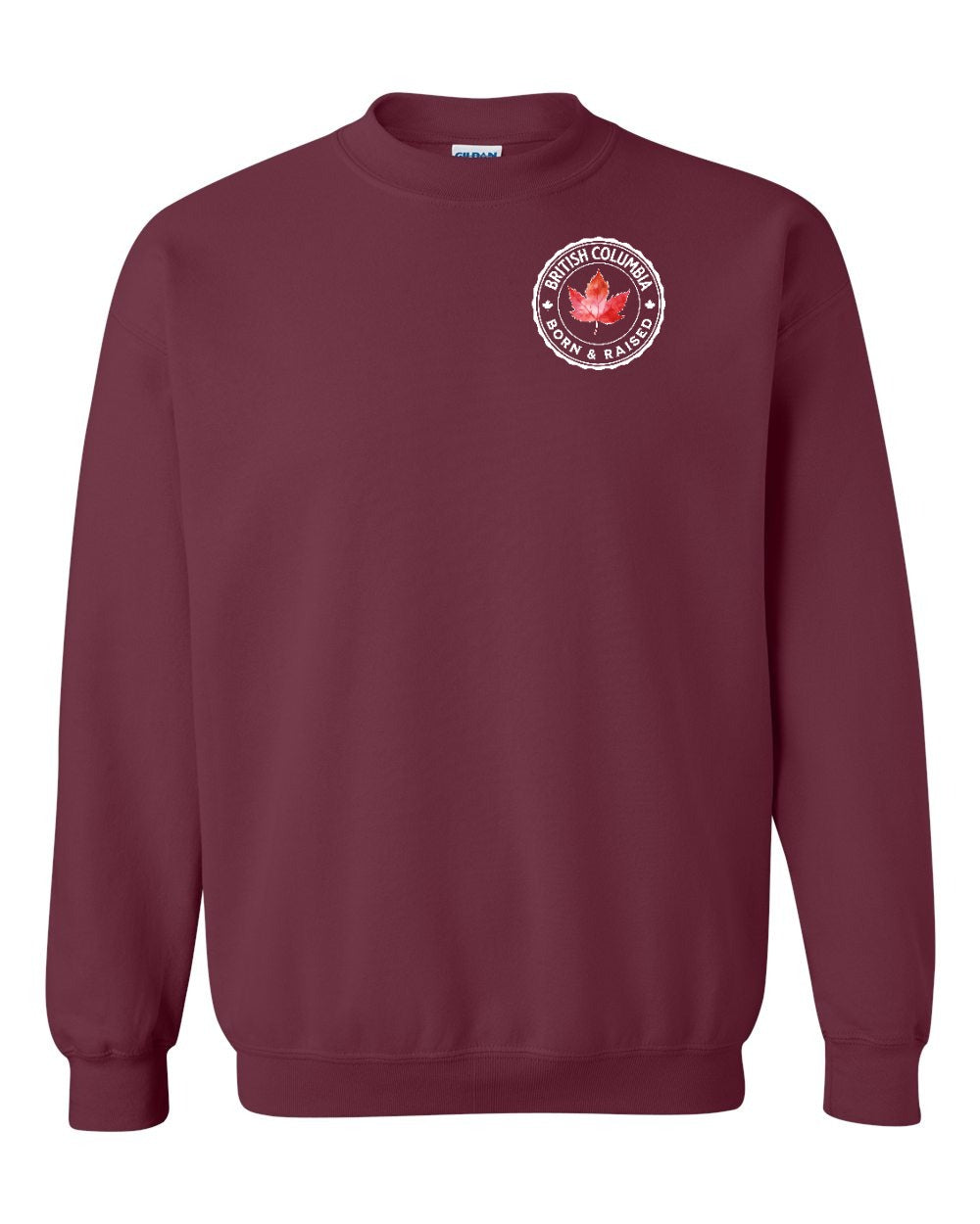 Born and Raised British Columbia Left Chest Crewneck Sweatshirt - Gildan Canada (sewn Internationally) - Unisex