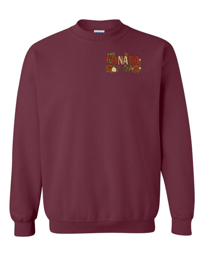 Canada Flowers Left Chest and Back Crewneck