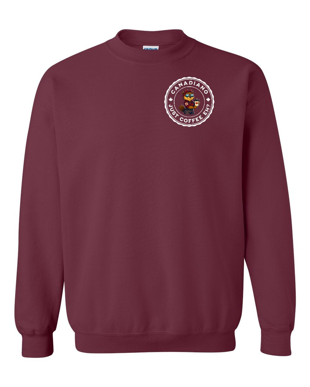 Canadiano just Coffee EH! Rosie Sunglasses Left Chest Crewneck Sweatshirt - Gildan Canada (sewn Internationally) - Unisex
