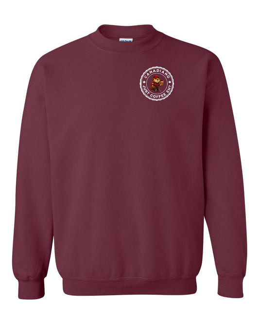 Canadiano just Coffee EH! Male Beaver Left Chest Crewneck