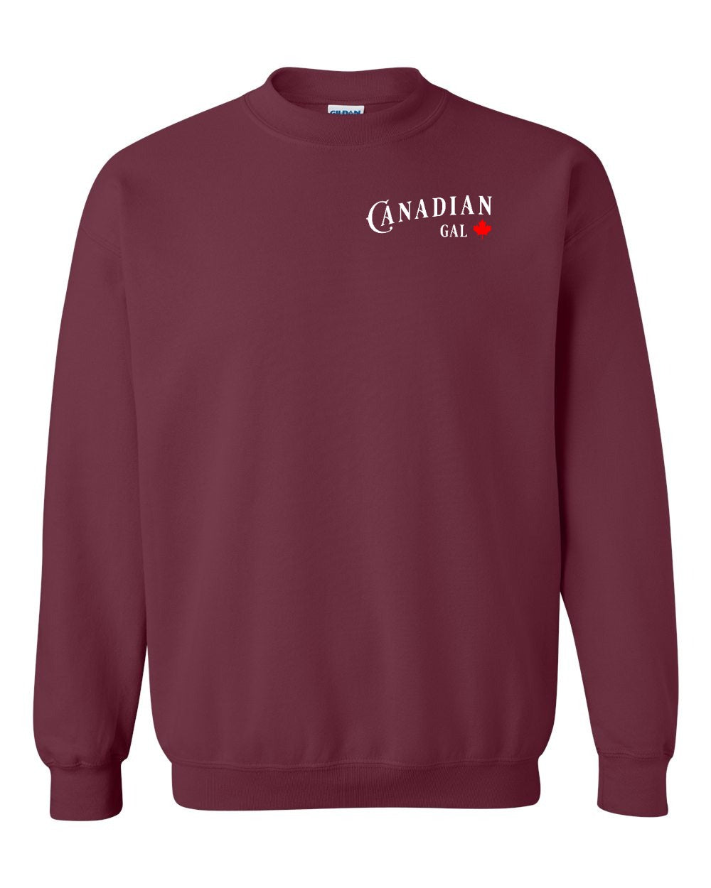 Canadian Gal Left Chest and Back Crewneck Sweatshirt - Gildan Canada (sewn Internationally) - Unisex