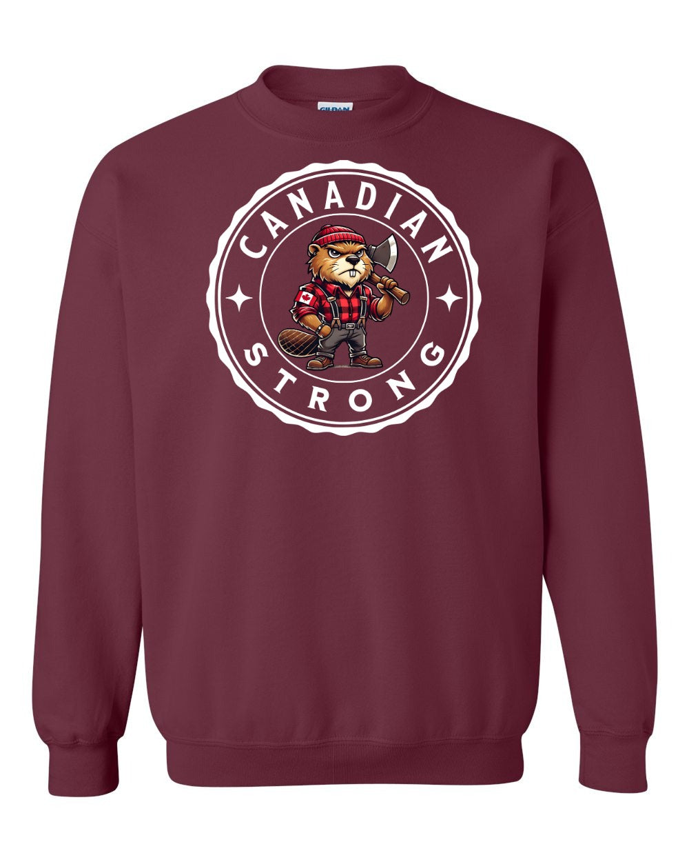 Canadian Strong Beaver Crewneck Sweatshirt - Gildan Canada (sewn Internationally) - Unisex