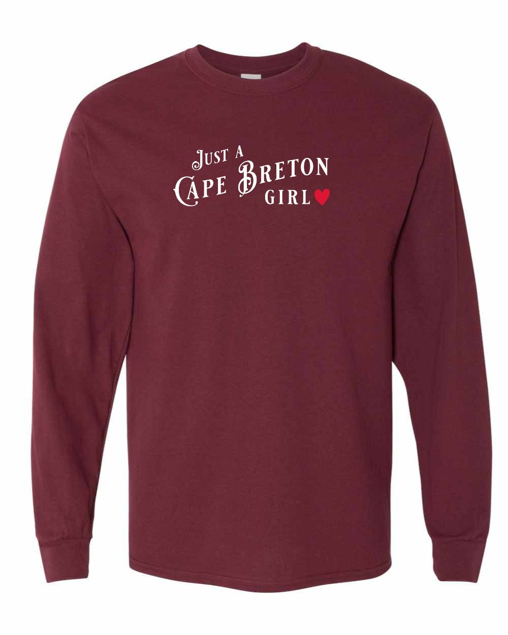 Just a Cape Breton Girl Red Heart Full Long Sleeve Tee