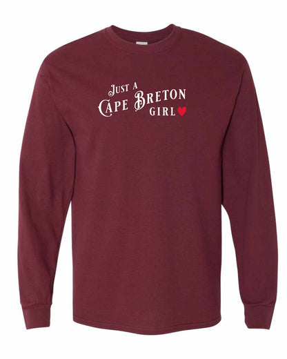 Just a Cape Breton Girl Red Heart Full Long Sleeve Tee
