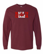 Made in Canada Flag Background Long Sleeve - Gildan Canada (sewn Internationally) - Unisex