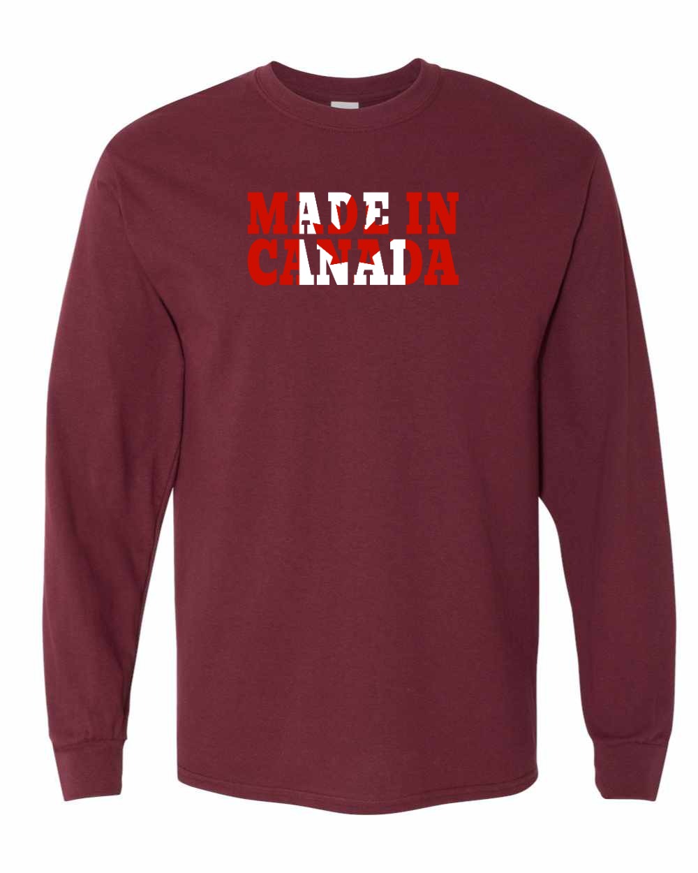 Made in Canada Flag Background Long Sleeve - Gildan Canada (sewn Internationally) - Unisex
