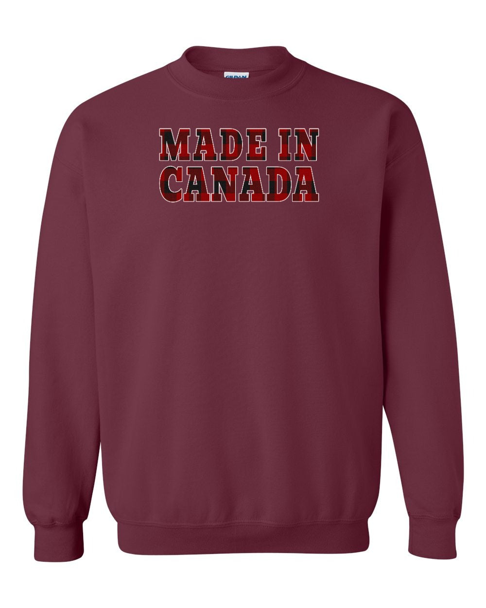 Made in Canada Plaid Background Full Crewneck