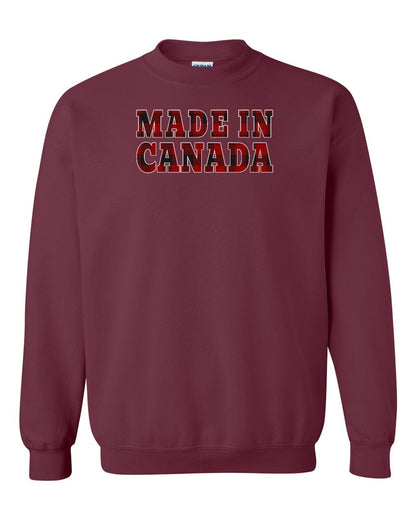 Made in Canada Plaid Background Full Crewneck