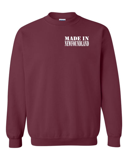 Made In Newfoundland ( White Lettering) Left Chest Crewneck Sweatshirt
