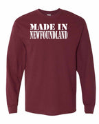 Made In NFLD ( White Lettering) Long Sleeve - Unisex