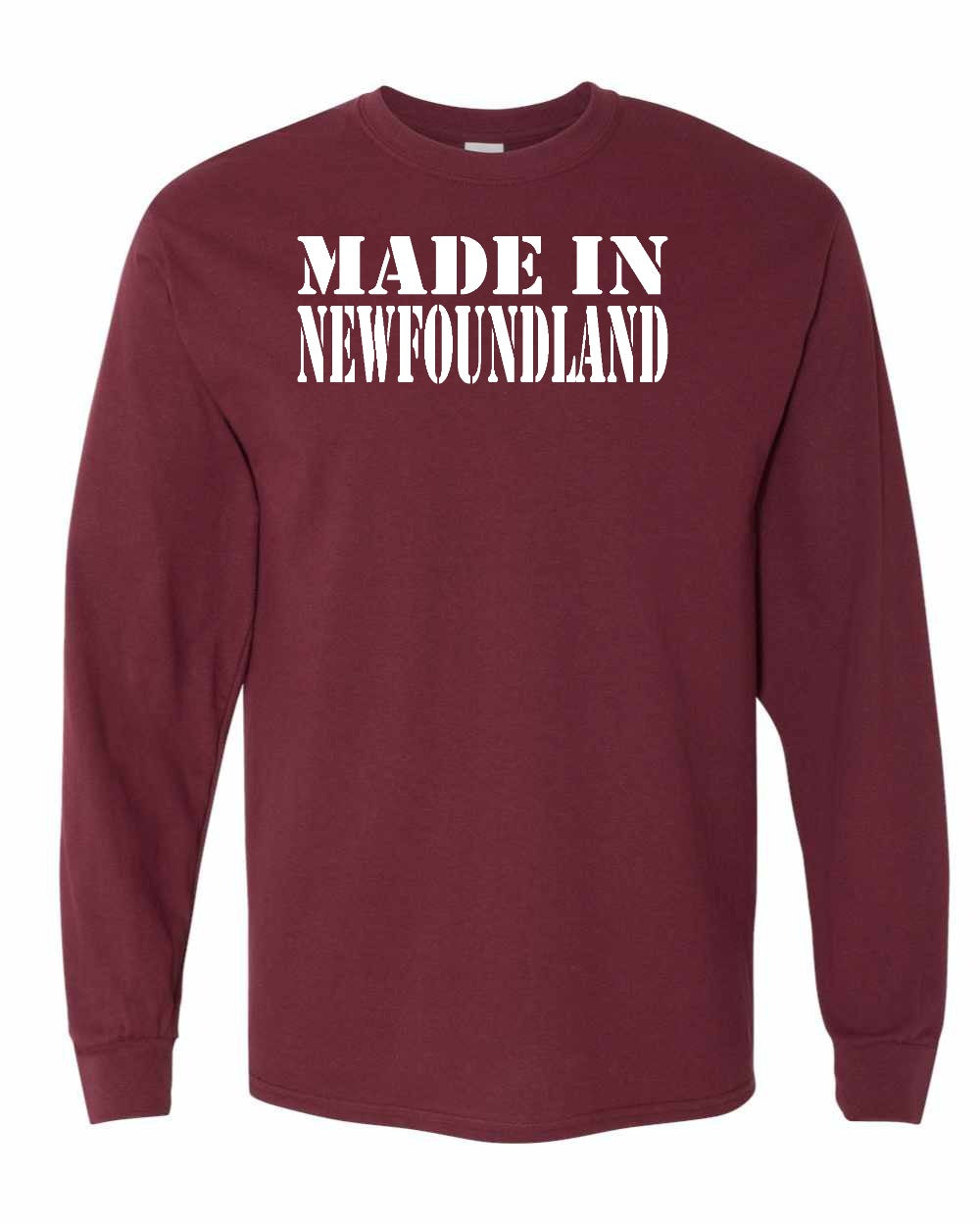 Made In Newfoundland ( White Lettering) Full Long Sleeve