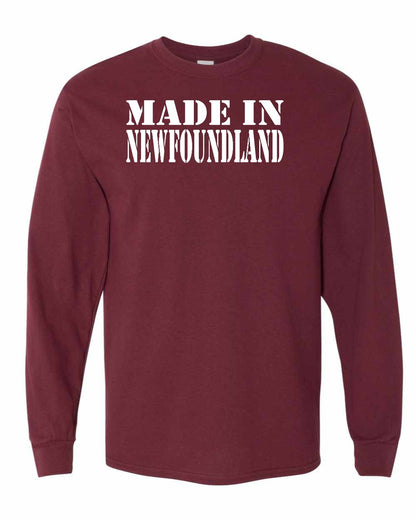 Made In Newfoundland ( White Lettering) Full Long Sleeve